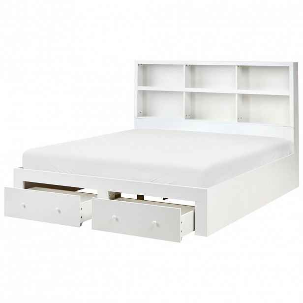 Beliani POSTEL s zásuvkami 180/200 cm MDF deska Bílá Tarare