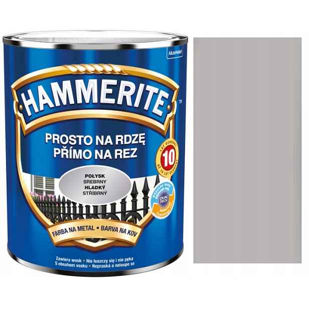 Hammerite Přímo Proti Korozi Na Kov, Stříbrný Lesk, 2,5 L