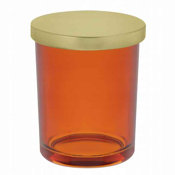 Sklenice na svíčky jantarová 200 ml se zlatým víčkem 90 kusů