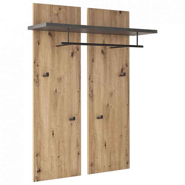 ŠATNÍ PANEL, antracitová, barvy dubu, Voleo
