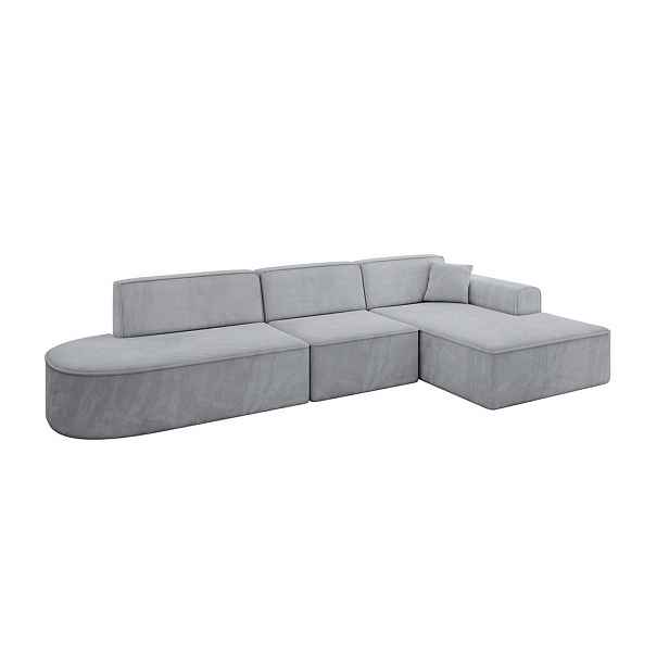 ALTDECOR ROHOVÁ SEDAČKA s otomanem, pravá IREA-L2-v3 327x165x77 Šedá Velur