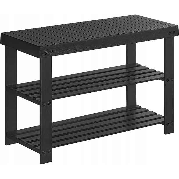 Bambusová Lavička Na Boty 3 Úrovně 70×28×45 CM Černá Do 130 Kg Songmics