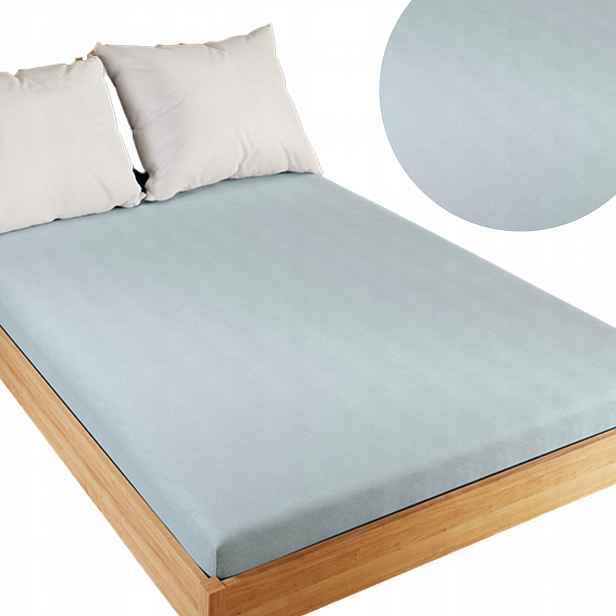 Bavlněné prostěradlo s gumičkou Modré 220 x 200 cm Jersey 140 g/m² 008