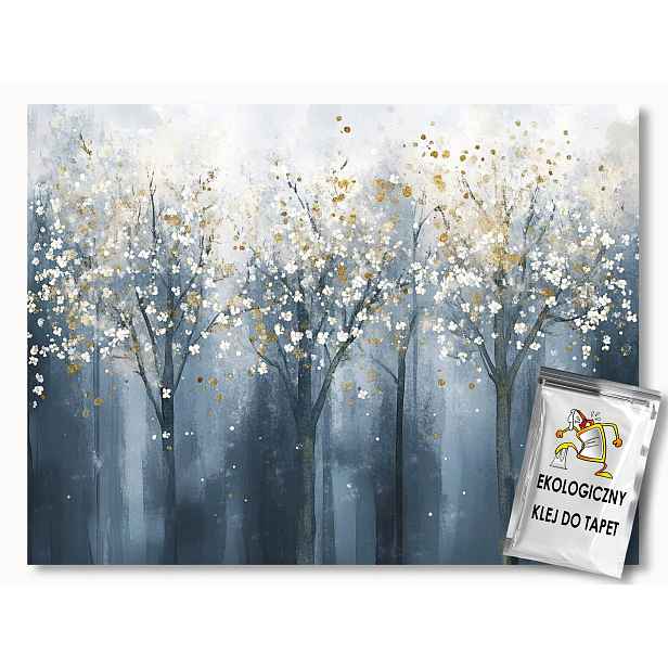 Fototapeta Flizelina Akvarel Krajina Les Park Stromy Květiny 368x254 130g