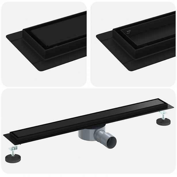 vidaXL Sprchový odtok 2 v 1 s 360° sifonem Černá 70 cm