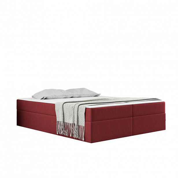 Kaiser Möbel KONTINENTÁLNÍ POSTEL s úložným prostorem, matrací a topperem Ruben Červená 200x200 cm H2-Pocket