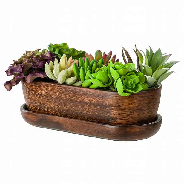 Keramická kaktusovačka 27 cm květináč hnědá eco