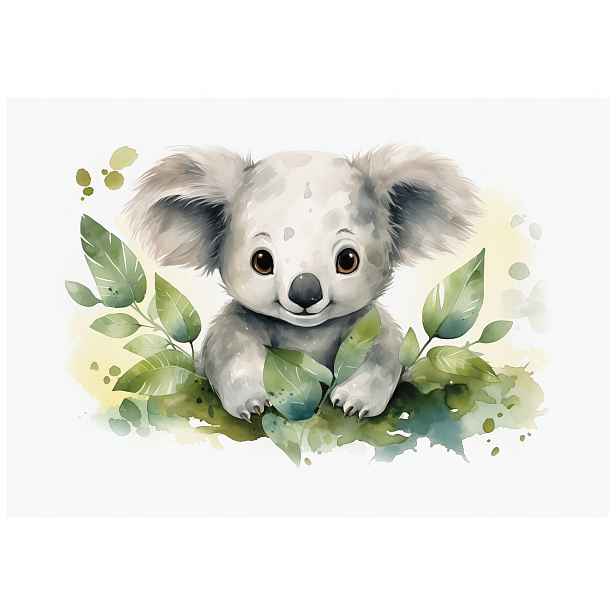 Fototapeta Koala v eukalyptu akvarel pastelové barvy 150x105 lepidlo