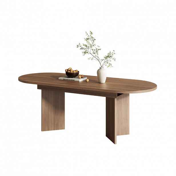 Modfu JÍDELNÍ stůl z MDF 180x90x75 cm ořechový rozkládací se zaoblenými rohy a zesílenou deskou