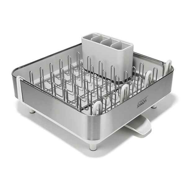 Nastavitelný plastový odkapávač ve stříbrné barvě 35,5x38 cm Extend Steel Plus – Joseph Joseph