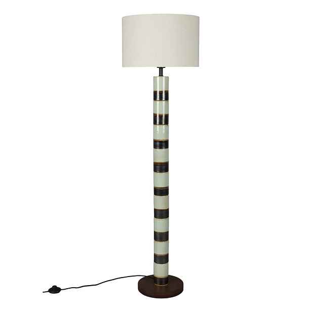 Tmavě hnědá/šalvějově zelená stojací lampa s textilním stínidlem (výška 143 cm) Vertigo – Dutchbone