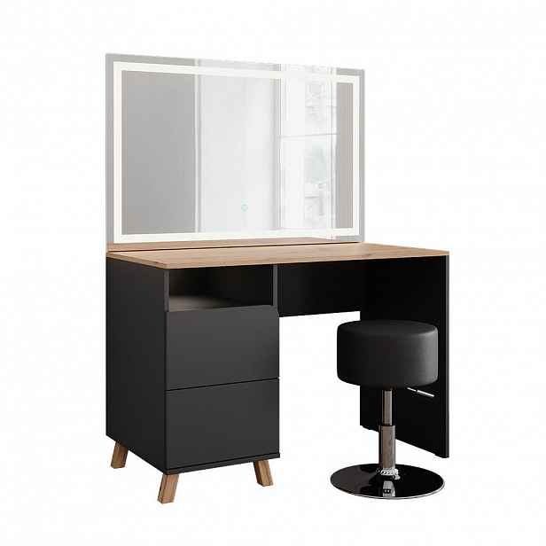 Vicco TOALETNÍ STOLEK Karen Antracit/Artisan 110 cm se stoličkou a zrcadlem LED
