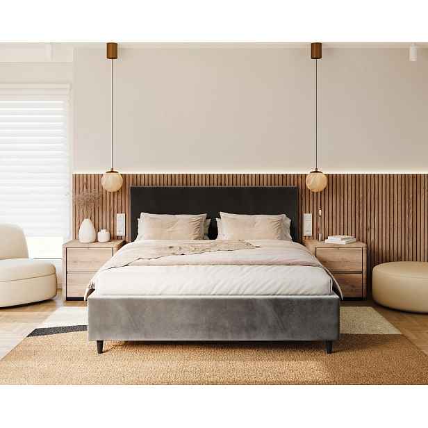 FDM Čalouněná postel Line Plus se zvedacím roštem Paris antracit, velikost 180x200