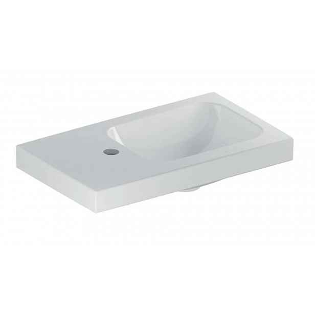 Geberit iCon - Umývátko 53x31x13 cm, bez přepadu, otvor pro baterii vlevo, bílá 501.833.00.1
