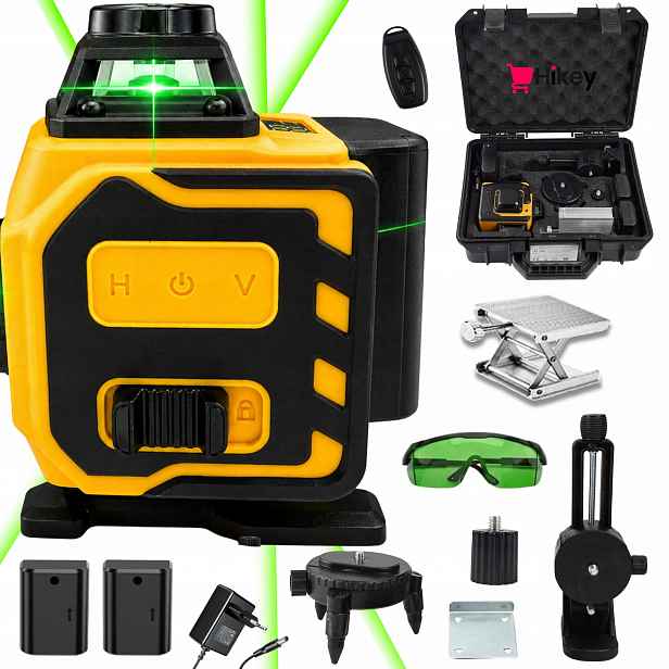 Laserová Vodováha Křížová 360 Laserová Vodováha 4D 16 Řádků Set 2xAKU