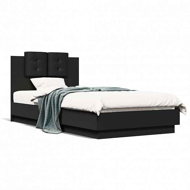 vidaXL Rám postele s čelem černý 90 x 190 cm kompozitní dřevo