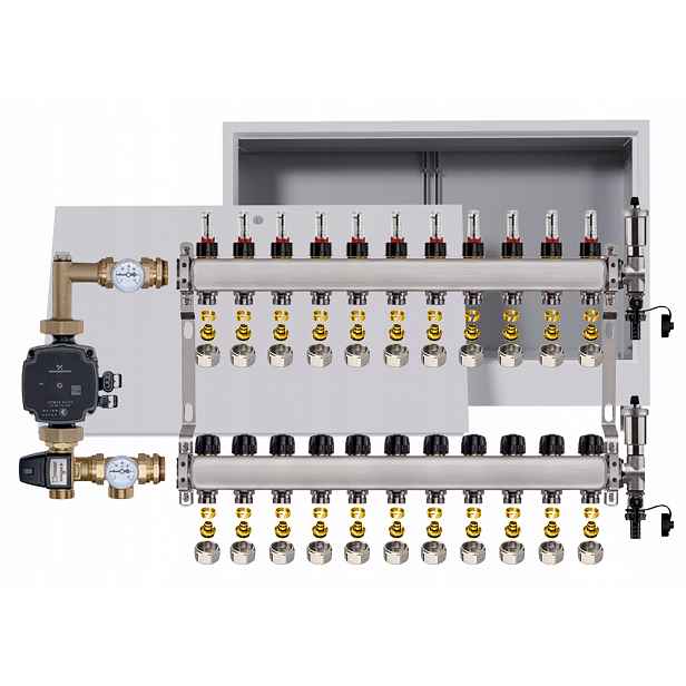 Nerezový rozdělovač pro podlahovku 11 box Pompa Grundfos Pex
