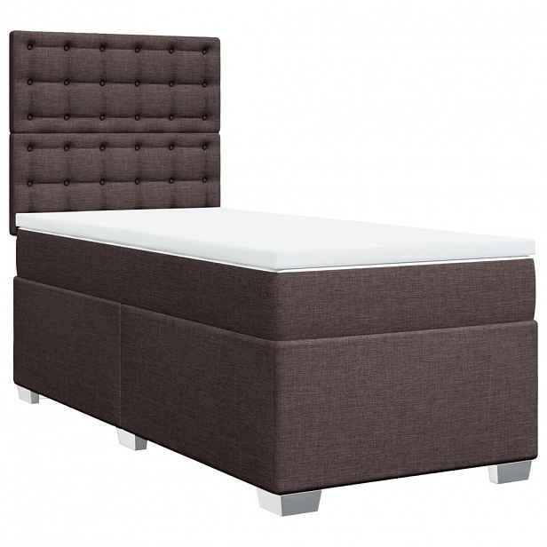 vidaXL Box spring postel s matrací tmavě hnědá 100 x 200 cm textil
