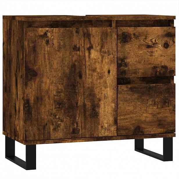 vidaXL Koupelnová skříňka kouřový dub 65 x 33 x 60 cm kompozitní dřevo