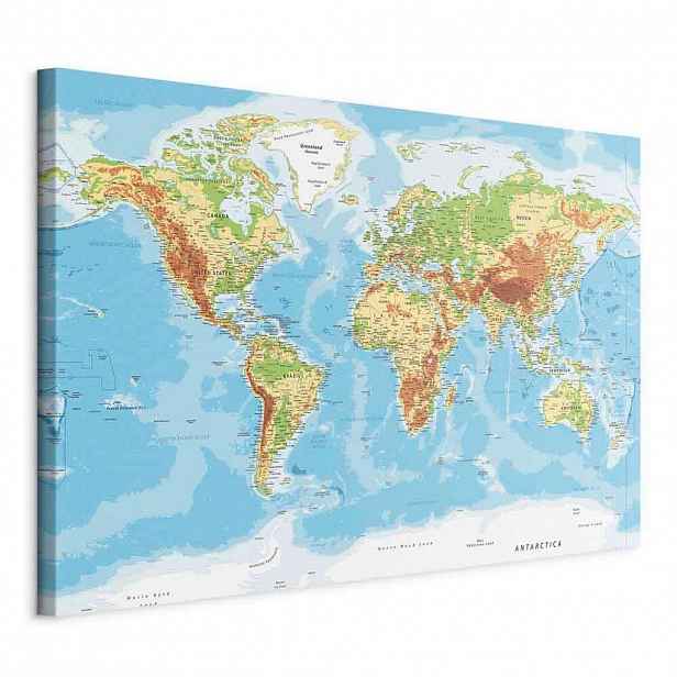 artgeist MALBA NA PLÁTNĚ, mapa světa, 90/60/1,2 cm