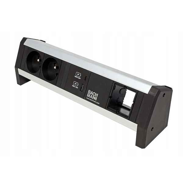 Bachmann Systém Desk 1,2x zásuvka CZ,zdroj 22W(USB A+C),1x volné(902.0874)