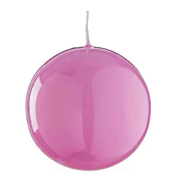 BUBBLES Svíčka kulatá lesklá 9 cm - růžová