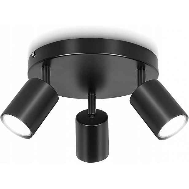 Stropní svítidlo Ketom otočná, 3-cestné černé reflektory, lampa do pokoje