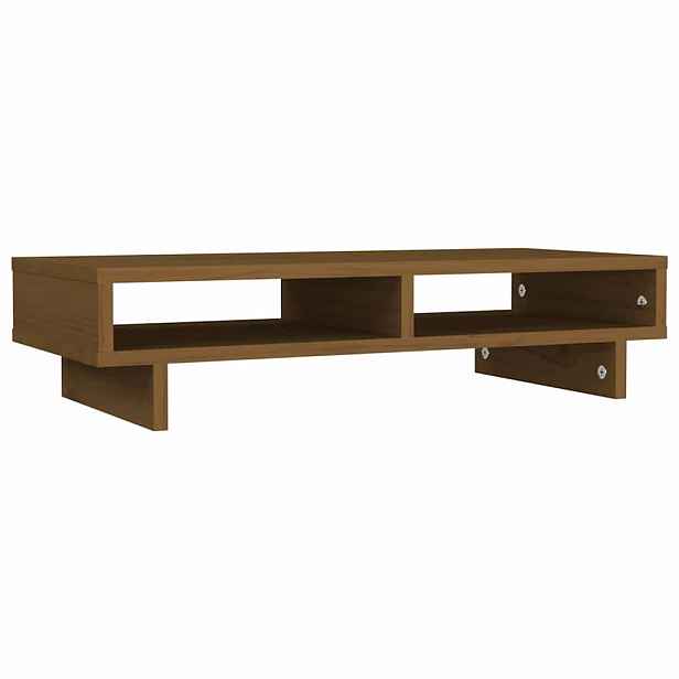vidaXL Stojan na monitor medově hnědý 60x27x14 cm masivní borové dřevo