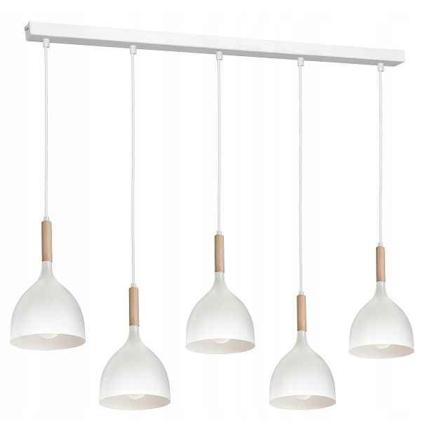 Závěsná stropní lampa Noak Wood Bílá Hnědá 5xE27 moderní do obývacího pokoje