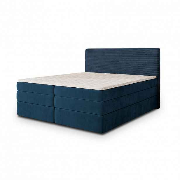 MASSENO POSTEL BOXSPRING MATERN 160x200 cm, s matrací a úložným prostorem, modrá