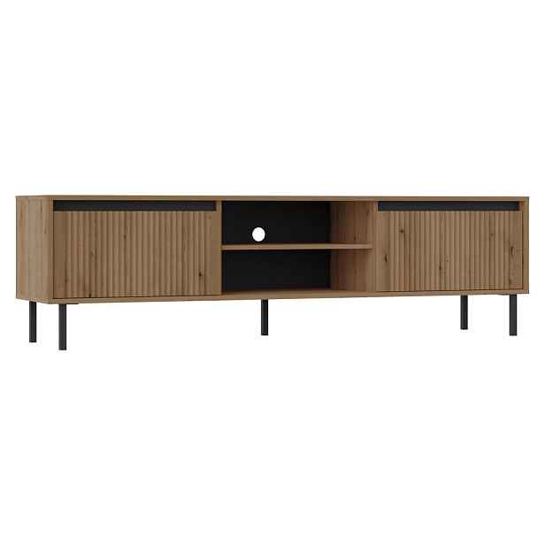 MASSENO TV STOLEK OSTIA, 178,6x40x50 cm s 2 zásuvkami do obývacího pokoje moderní, zlatý
