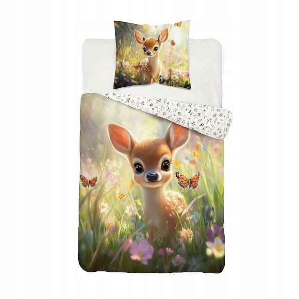 Povlečení bavlněné 140x200 podzimní srnka bambi pro holčičku