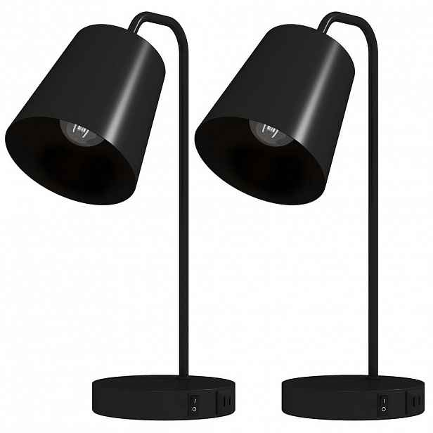 HOMCOM OCELOVÁ stolní lampa, černá
