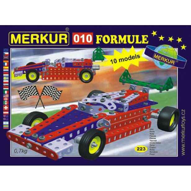 MERKUR Formule 010 Stavebnice 10 modelů 223ks v krabici 26x18x5cm