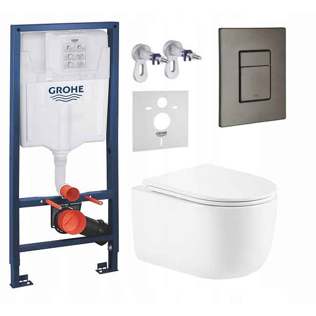 Sada Wc Grohe Rapid s mísou Wc Imprese a tlačítkem grafit, kartáčovaná
