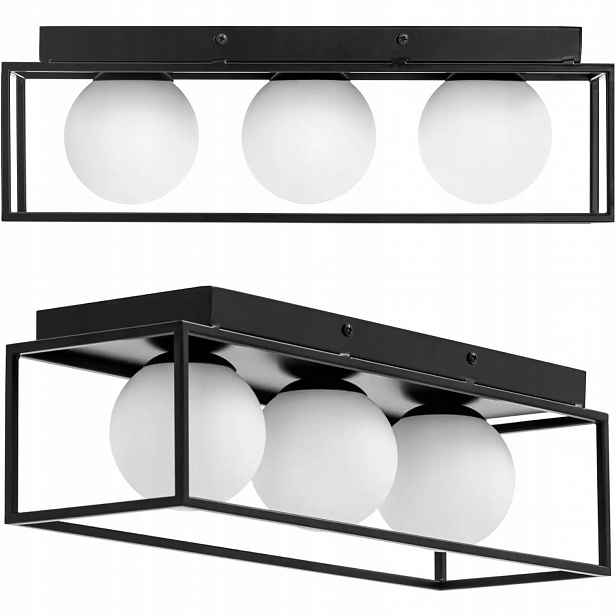 Stropní svítidlo, moderní, 3-bodová, E9 skleněné koule v rámu