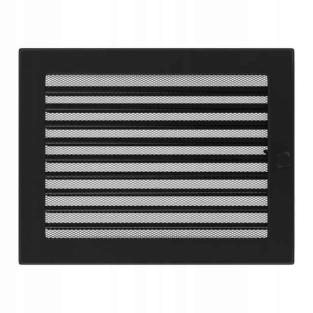 Ventilační Mřížka Krbová Kratki Černá 22x30 se síťkou Žaluzie Kapsa
