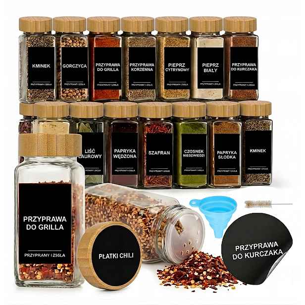 24 x Nádobky Na Koření Se Skleněnými Samolepkami 120 ML