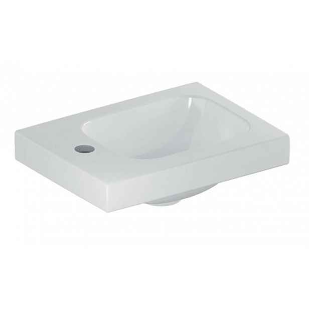 Geberit iCon - Umývátko 38x28x13 cm, bez přepadu, otvor pro baterii vlevo, bílá 501.831.00.1