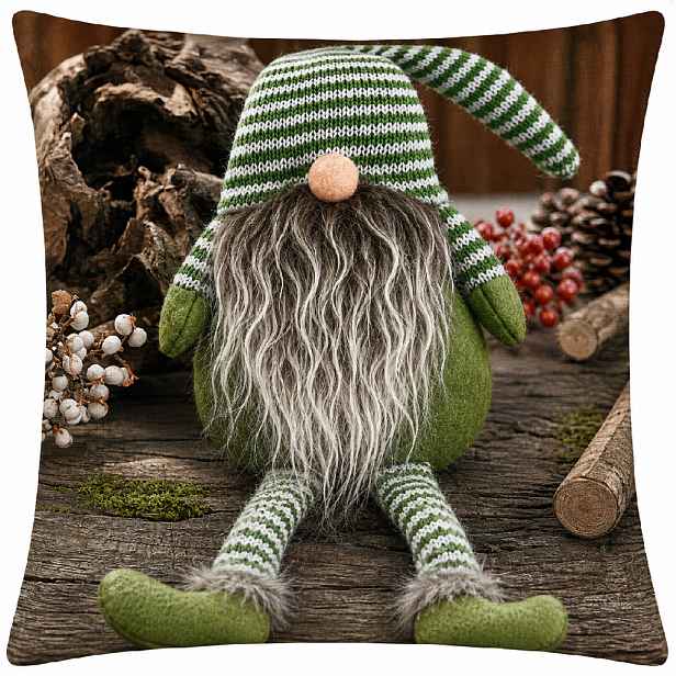 Vánoční povlak na polštář s 3D aplikací CHRISTMAS GNOMES I. 40x40 cm