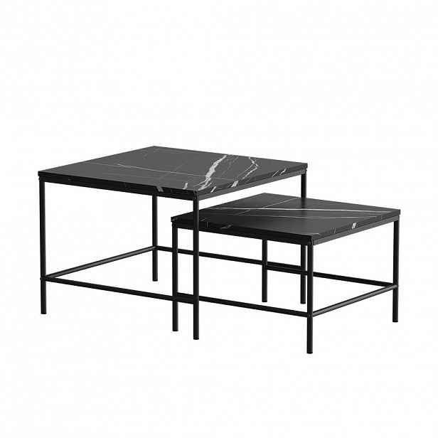 Vicco STOLEČEK KÁVOVÝ STOLÍK Ramio Černý mramor 60 x 60 cm 2 díly