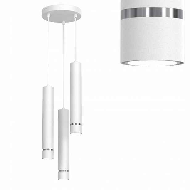 Závěsné Stropní Svítidlo Závěs Bílý Chrom Nastavitelná Led GU10 Polská Lampa