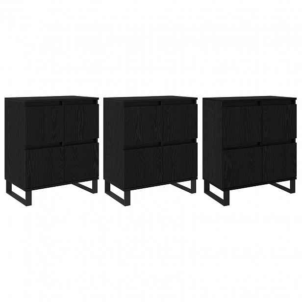 vidaXL Servírovací skříň 3 ks Černý dub 60 x 35 x 70 cm