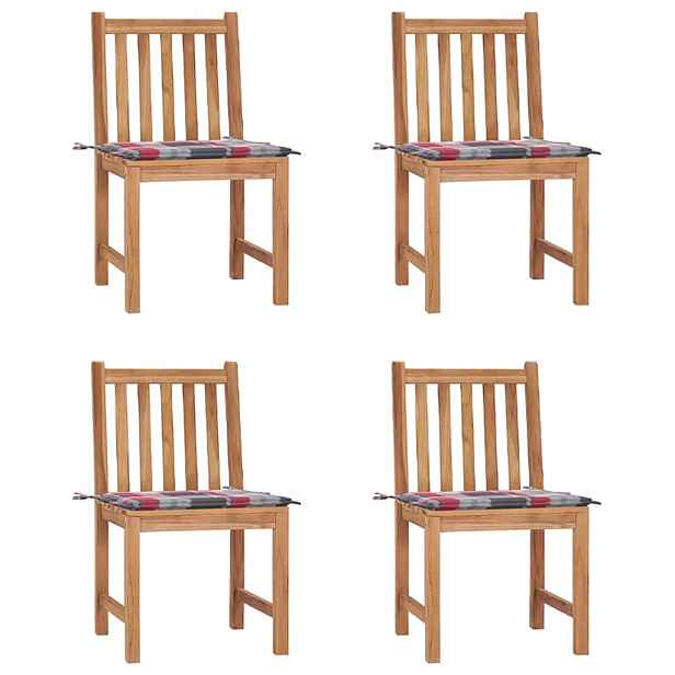vidaXL Zahradní židle 4 ks s poduškami masivní teak