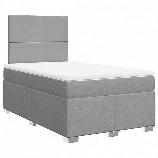 vidaXL Box spring postel s matrací světle šedá 120x190 cm textil