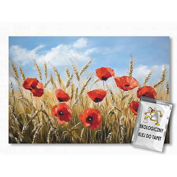 Fototapeta Flizelina Léto Vesnice Pole Obilí Klasy Květiny Máky 254x184 130g