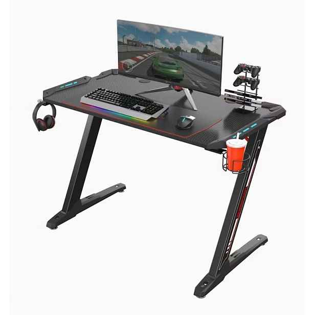 Herní stůl Eureka Ergonomic Z1-S černý – pevný, velká deska