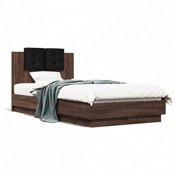 vidaXL Rám postele s čelem hnědý dub 90 x 190 cm kompozitní dřevo
