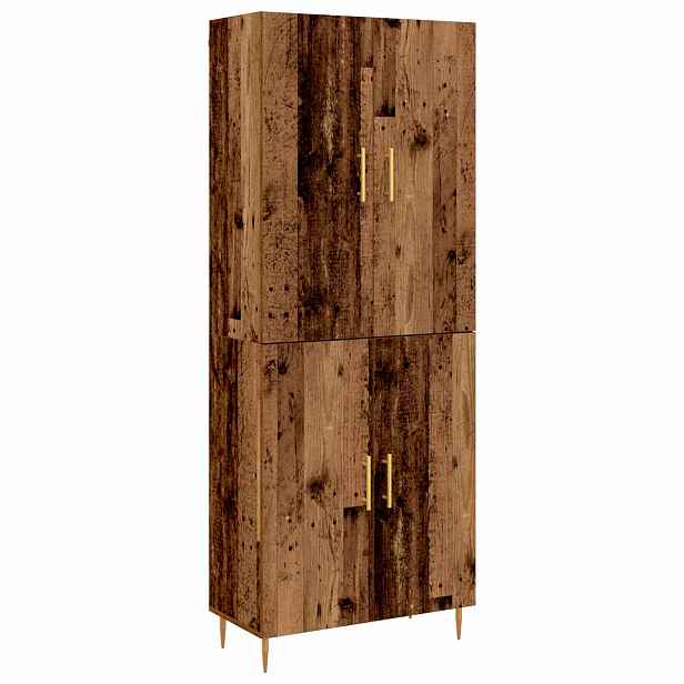 vidaXL Vysoký bufet Staré dřevo 69,5 x 34 x 180 cm Kompozitní dřevo