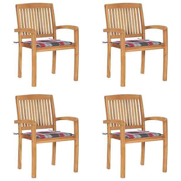 vidaXL Stohovací zahradní židle s poduškami 4 ks masivní teak